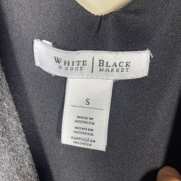 White House Black Market Women's 3/4 Sleeve Banded Bottom Gray Top S Cross Back! - Picture 3 of 4